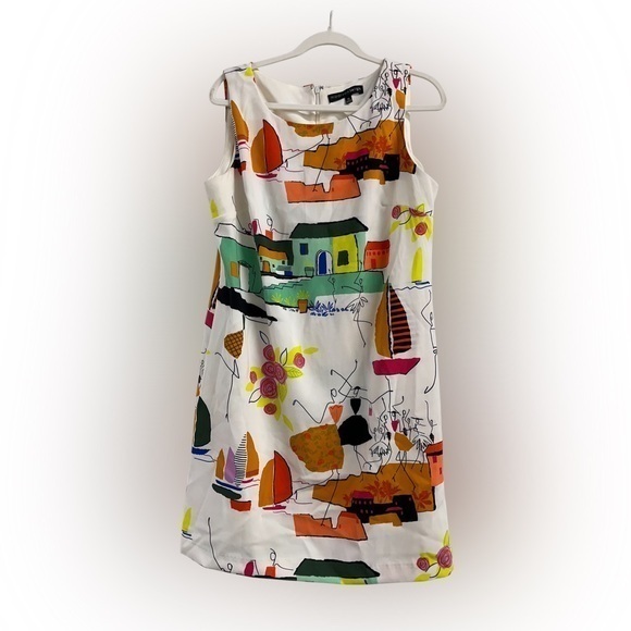 madison leigh Dresses & Skirts - Madison Leigh Orange Green Sheath Mini Dress Size 12
